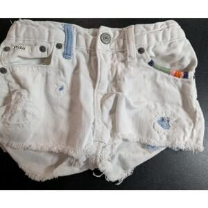 Polo Ralph Lauren Girl's Size 5 Embroidered Jean Shorts White Fringe Patch Boho